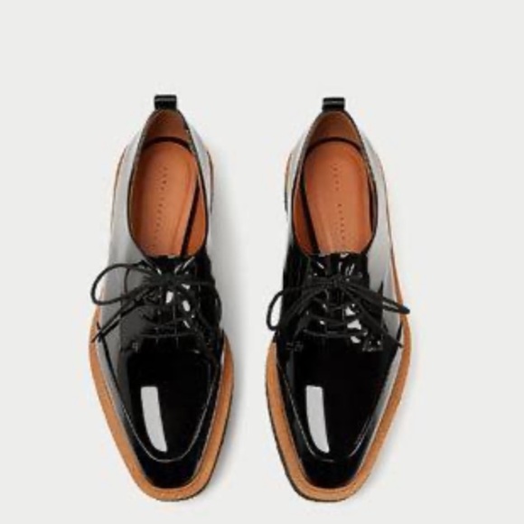 Zara Shoes - Zara black patent oxford platform brogues 39 8.5